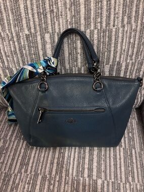 Coach Pebbled Leather Prairie Satchel in Teal Blue
